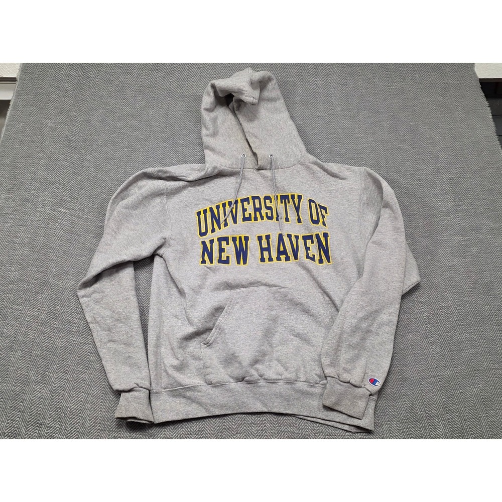 Champion University of New Haven Hoodie Gray Eco Fleece‎ Mens Medium Sweatshirt